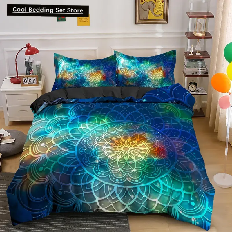 Bohemian Mandala Duvet Cover Set - Queen/King Size Luxury Bedding with Pillowcases for Vibrant Home Décor - Image 8