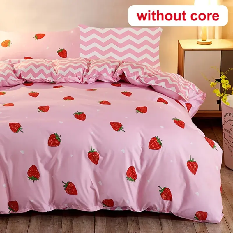 100% Bamboo Fiber Duvet Cover Set - King Size Strawberry Print Luxury Bedding for All Seasons - Image 4
