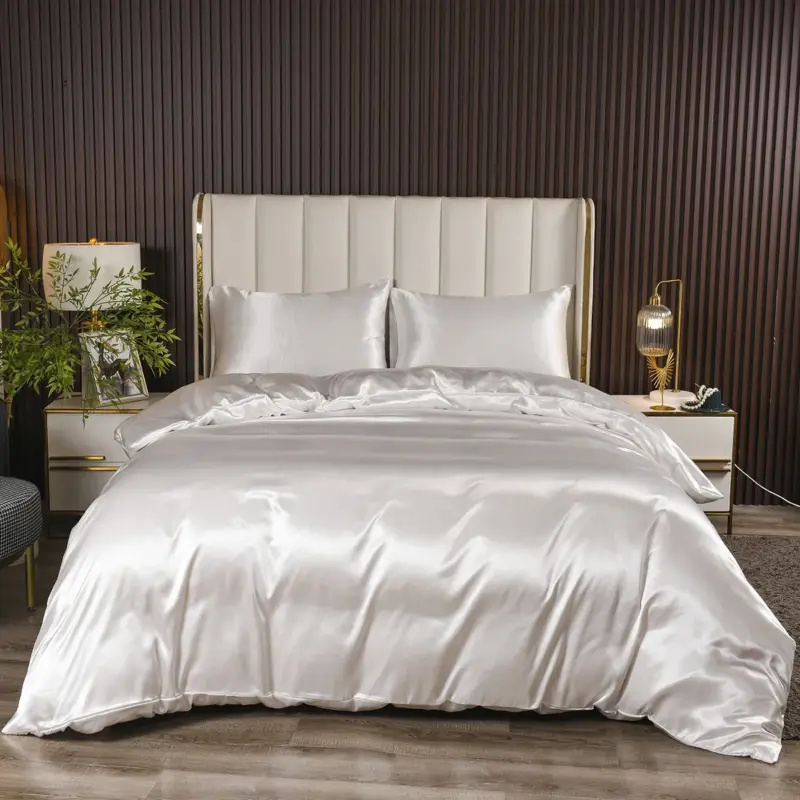 100% Microfiber Satin Bedding Set - 3-Piece Reversible Luxury Comforter Set with Pillowcases for Soft Comfort - Image 8