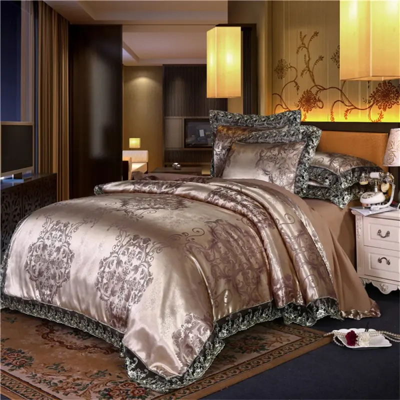 Satin Jacquard Duvet Cover Set - Luxury 4-Piece Floral Bedding Collection for Elegant Home Decor - Image 17