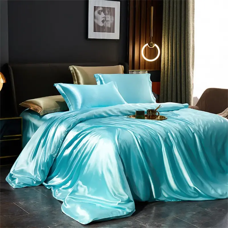 Luxury Satin Silk Bedding Set - Queen King Twin Size 4-Piece Cooling Duvet Cover Set for Year-Round Comfort - Image 11