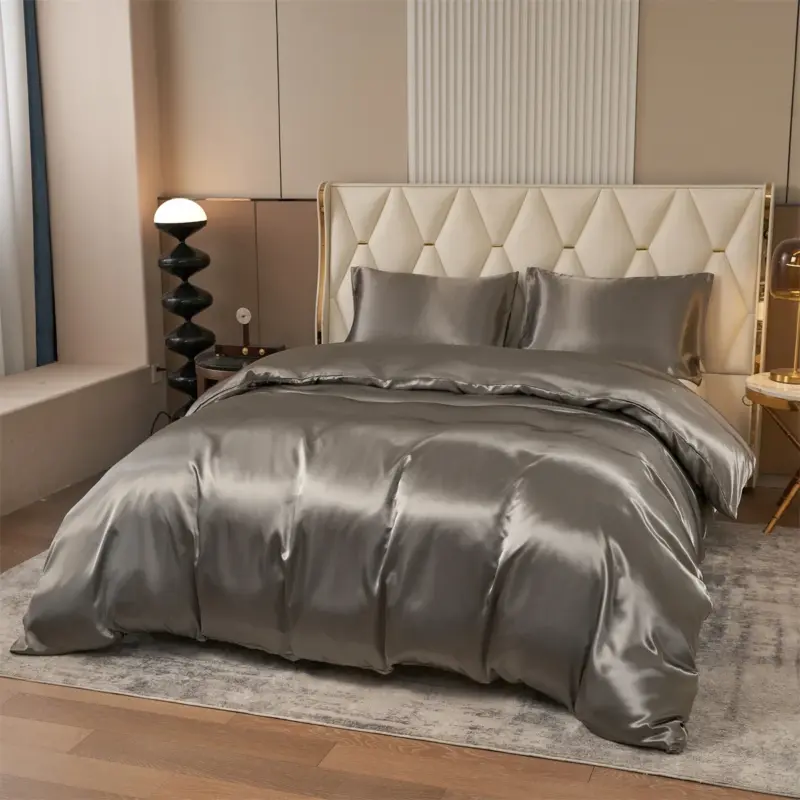 100% Microfiber Satin Bedding Set - 3-Piece Reversible Luxury Comforter Set with Pillowcases for Soft Comfort - Image 16