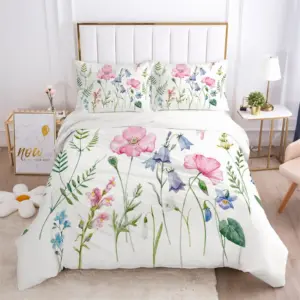 3D Floral Duvet Cover Set - Microfiber Butterfly Bedding Full/Queen/King Size Luxury Bedroom Decor