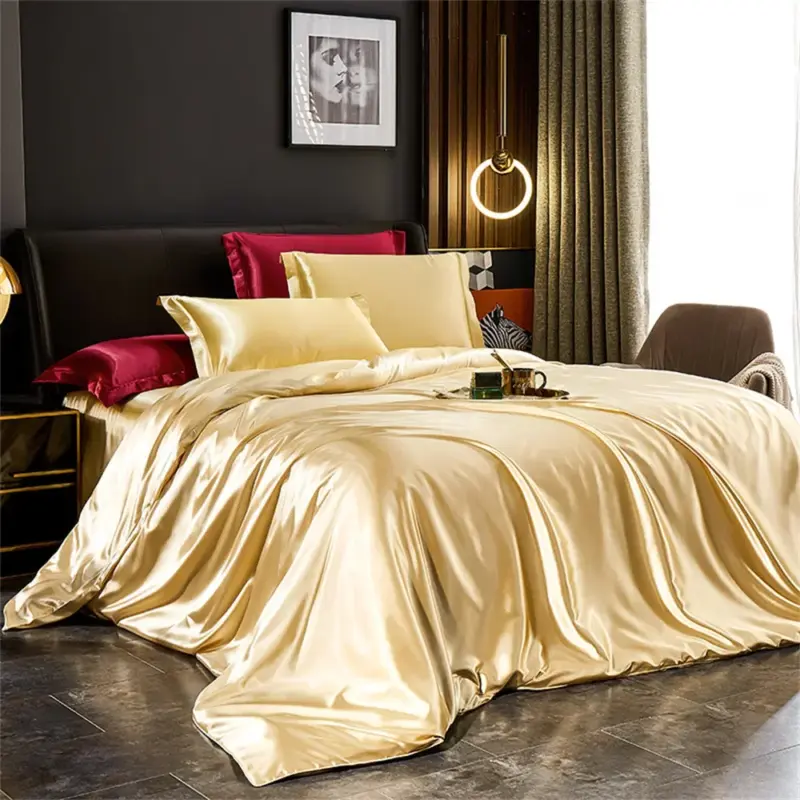 Luxury Satin Silk Bedding Set - Queen King Twin Size 4-Piece Cooling Duvet Cover Set for Year-Round Comfort - Image 2