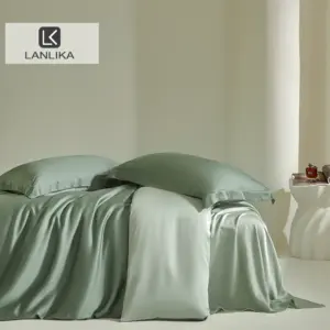 100% Mulberry Silk Bedding Set - Queen King Double Luxury Duvet Cover 4-Piece Linen Collection