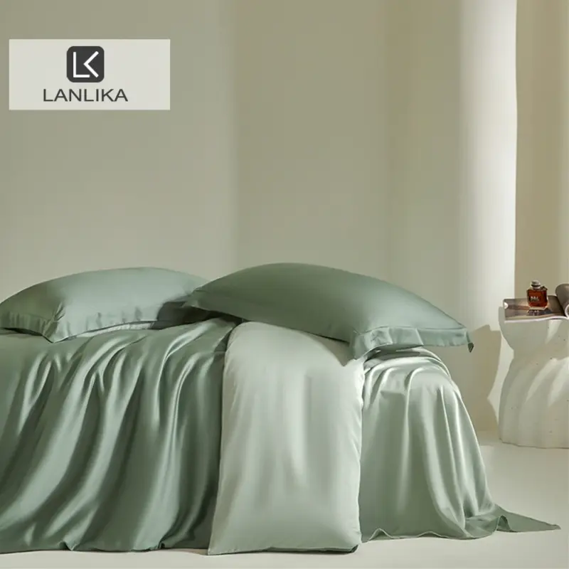 100% Mulberry Silk Bedding Set - Queen King Double Luxury Duvet Cover 4-Piece Linen Collection