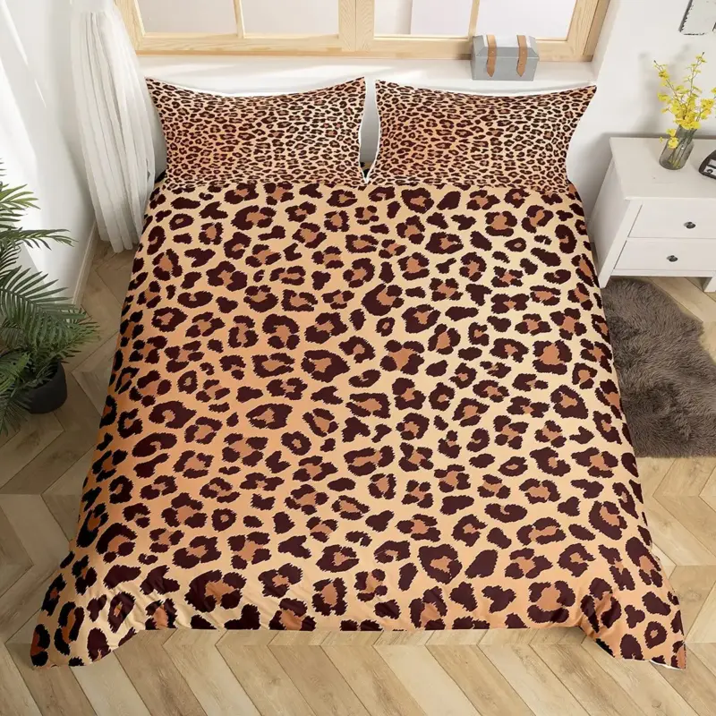 Luxury Leopard Print Bedding Set - 3-Piece Duvet Cover with Pillowcases for All Bed Sizes - Image 20