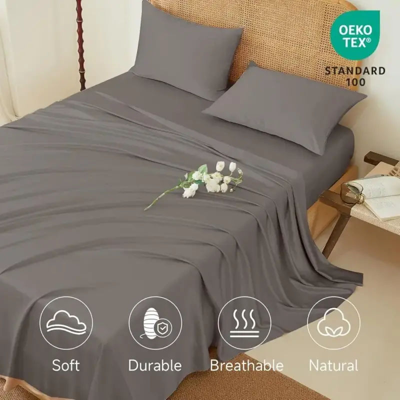 100% Mulberry Silk Bed Sheet Set - 4-Piece Luxury Bedding with Deep Pocket Sheets for Ultimate Sleep Comfort - Image 5