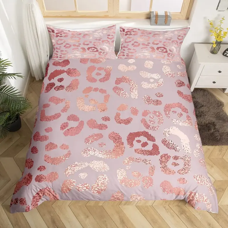 Luxury Leopard Print Bedding Set - 3-Piece Duvet Cover with Pillowcases for All Bed Sizes - Image 16