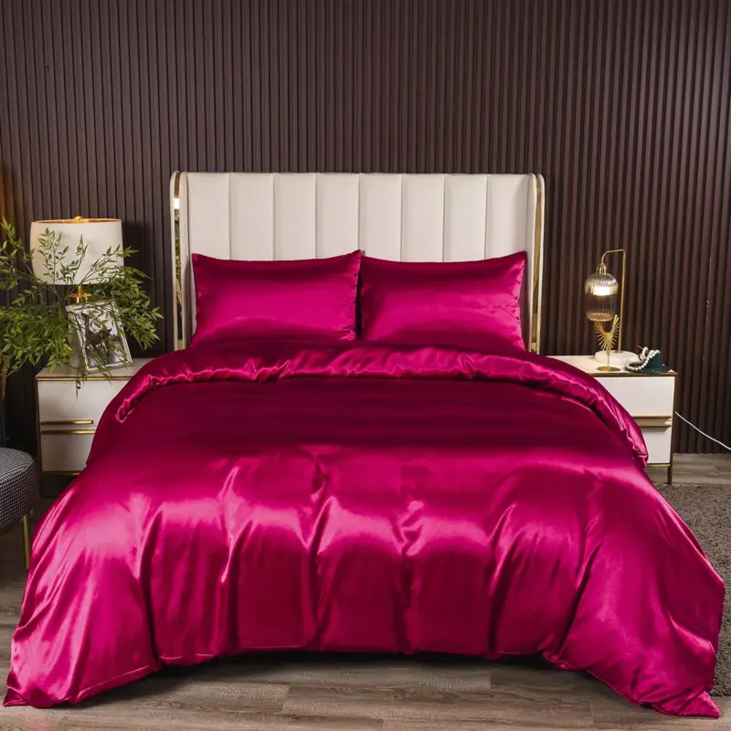 100% Microfiber Satin Bedding Set - 3-Piece Reversible Luxury Comforter Set with Pillowcases for Soft Comfort - Image 12