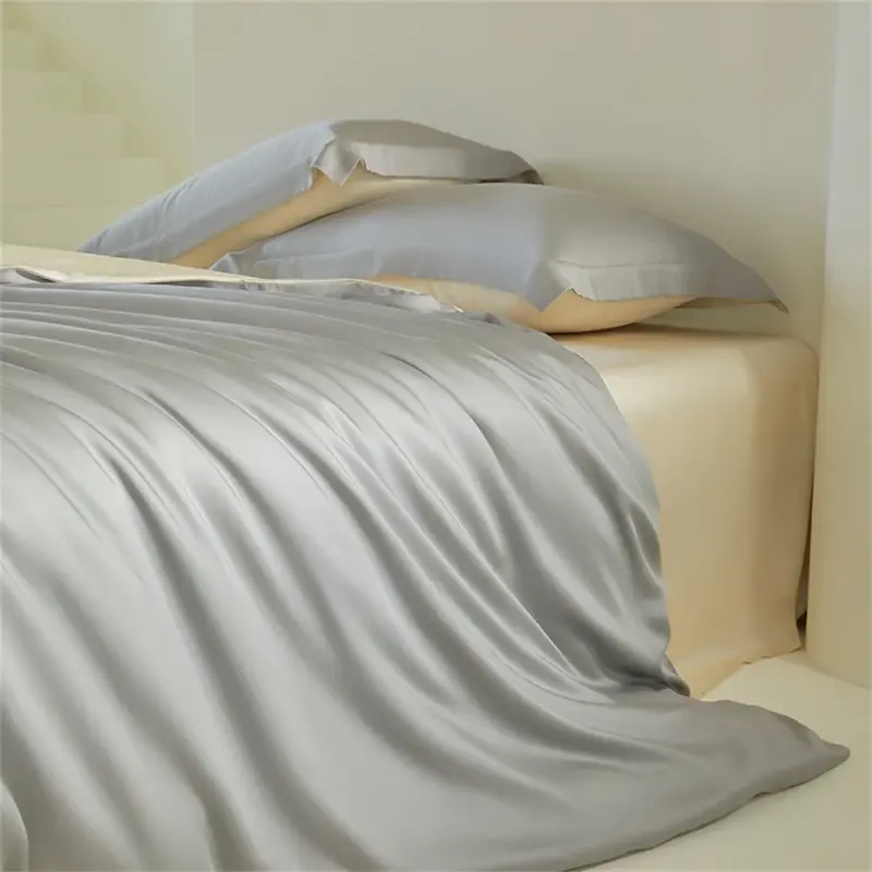 100% Mulberry Silk Bedding Set - Luxury 4-Piece Queen King Size Cooling Duvet Cover for Healthy Skin - Image 8