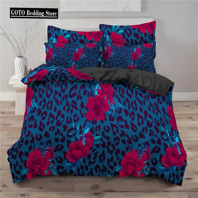 Luxury Bamboo Microfiber Duvet Cover Set - Queen Size Leopard Print 3-Piece Bedding with Pillowcases - Image 12
