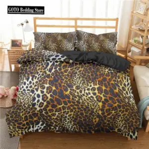 Luxury Bamboo Microfiber Duvet Cover Set - Queen Size Leopard Print 3-Piece Bedding with Pillowcases