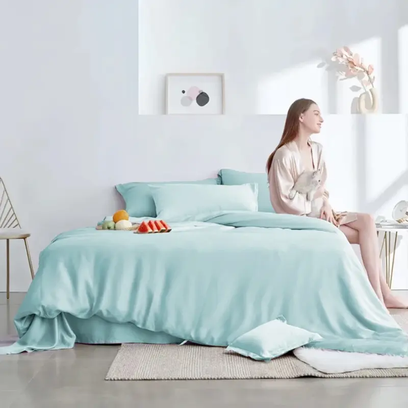 100% Mulberry Silk Bedding Set - 4-Piece Luxury Cooling Duvet Cover Set for Better Sleep - Image 8