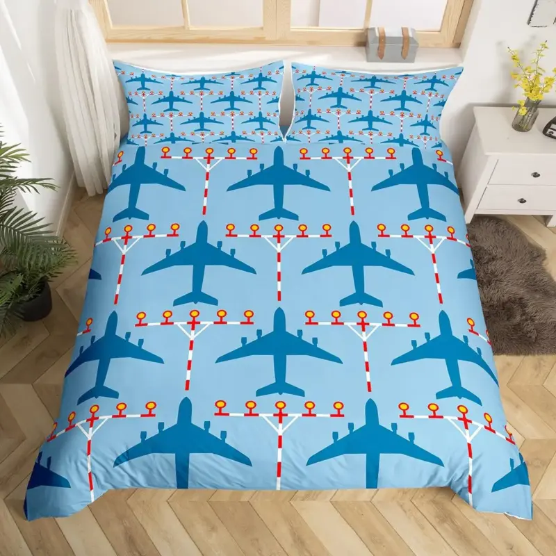 3D Airplane Duvet Cover Set - King Size Blue Sky Aviation Bedding for Kids & Teens - Image 11