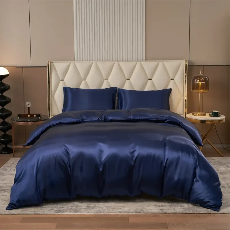 100% Microfiber Satin Bedding Set - 3-Piece Reversible Luxury Comforter Set with Pillowcases for Soft Comfort - Image 9