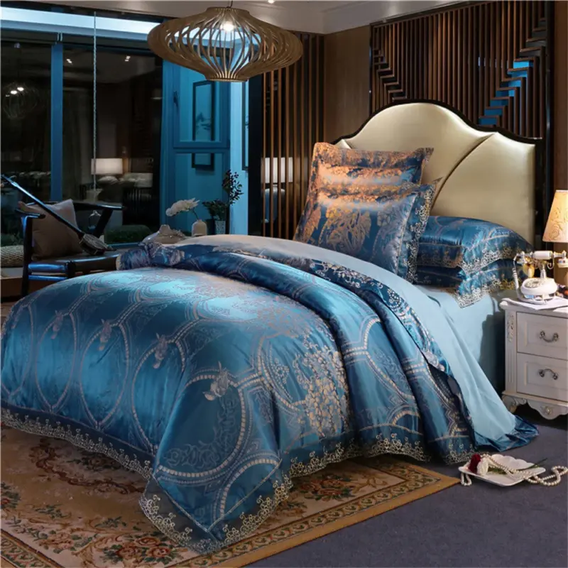 Satin Jacquard Duvet Cover Set - Luxury 4-Piece Floral Bedding Collection for Elegant Home Decor - Image 24