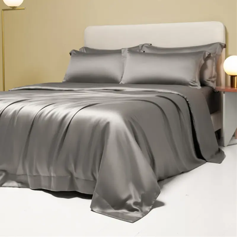 100% Pure Silk Bedding Set - Queen/King Dark Gray Luxury Bedding for Healthy Sleep - Image 7