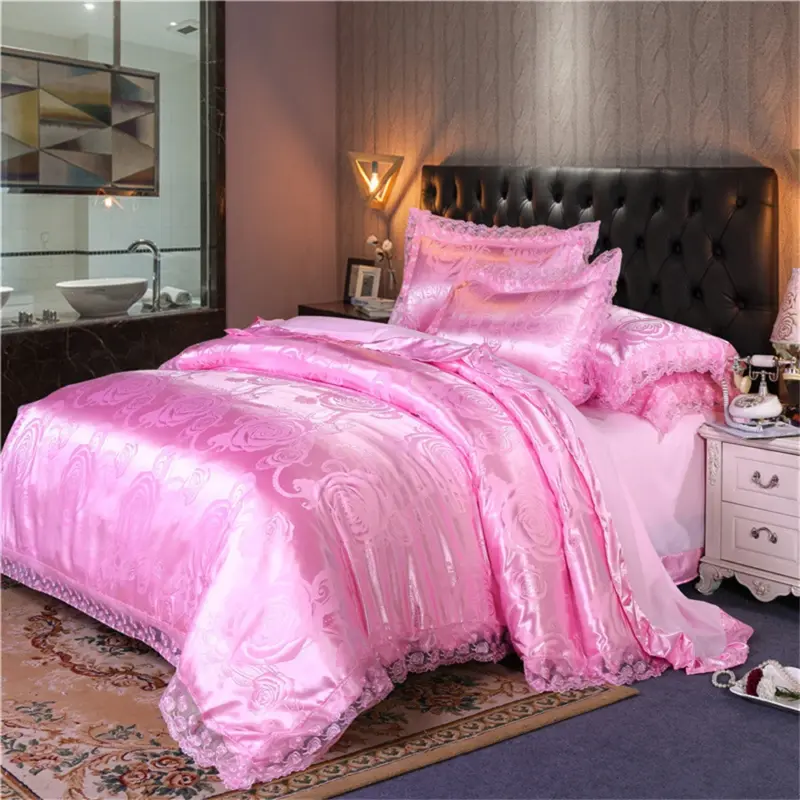 Satin Jacquard Duvet Cover Set - Luxury 4-Piece Floral Bedding Collection for Elegant Home Decor - Image 15