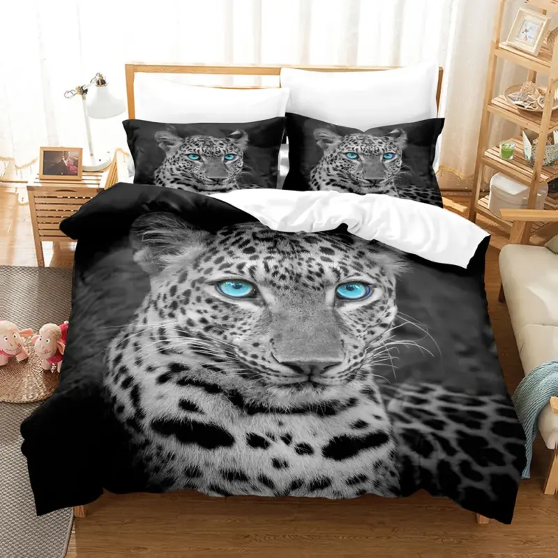 Safari Leopard Duvet Cover Set - Queen/King Size 3D Print Animal Bedding for Kids & Adults - Image 8