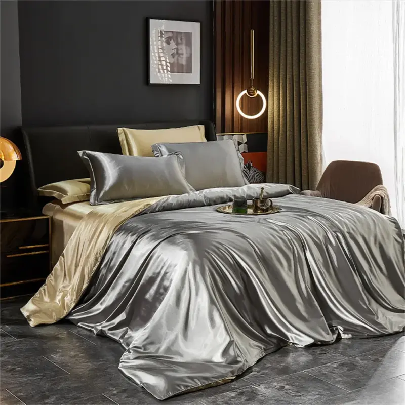 Luxury Satin Silk Bedding Set - Queen King Twin Size 4-Piece Cooling Duvet Cover Set for Year-Round Comfort - Image 14