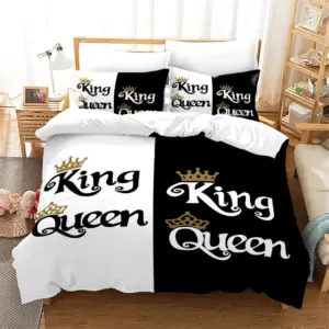 Premium Black & White Duvet Cover Set - King Queen Size Modern Bedding Set with 2 Pillowcases
