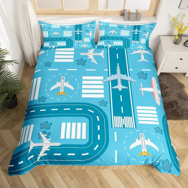 3D Airplane Duvet Cover Set - King Size Blue Sky Aviation Bedding for Kids & Teens - Image 17