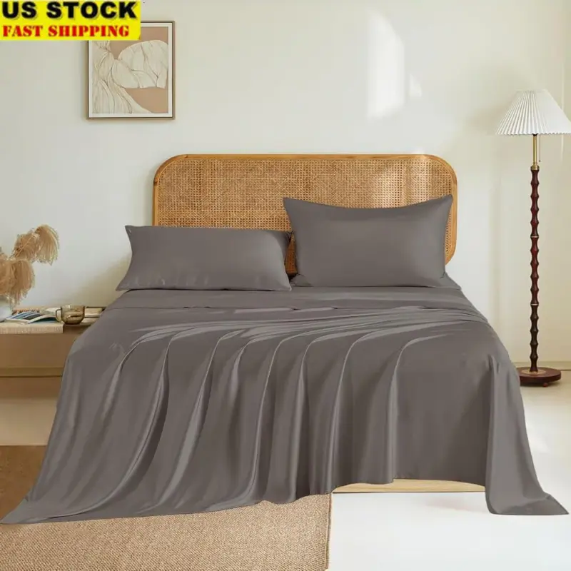 100% Mulberry Silk Bed Sheet Set - 4-Piece Luxury Bedding with Deep Pocket Sheets for Ultimate Sleep Comfort