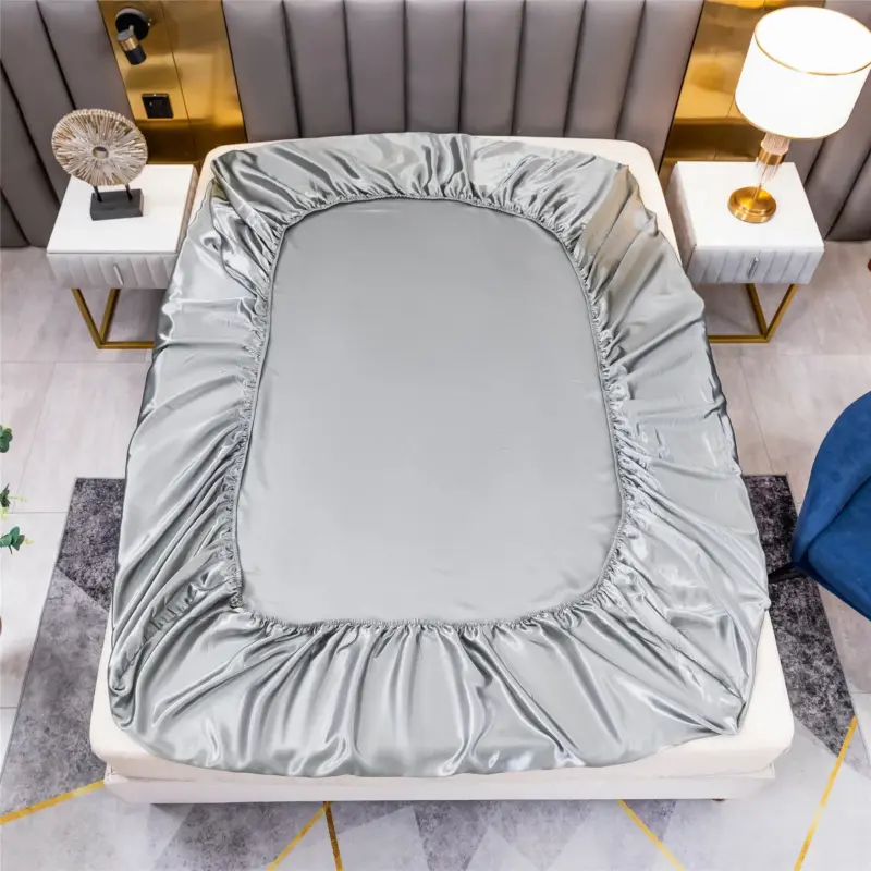 Satin Fitted Sheet Set - Premium Elastic Band Non-Slip Luxury Bedding for All Mattress Sizes - Image 4