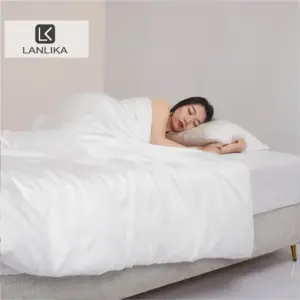 100% Mulberry Silk Bedding Set - Queen King Size Luxury 4-Piece White Collection for Ultimate Sleep Comfort
