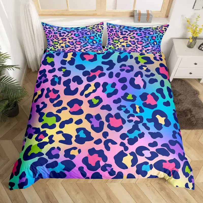 Luxury Leopard Print Bedding Set - 3-Piece Duvet Cover with Pillowcases for All Bed Sizes - Image 14