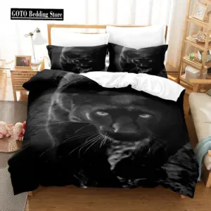 3D Cheetah Microfiber Bedding Set - Queen/King Size Wildlife Print Luxury Duvet Cover for Modern Bedrooms
