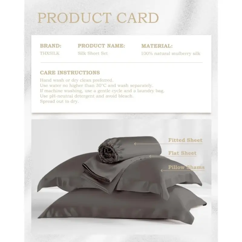 100% Mulberry Silk Sheet Set - King Size Luxury Cooling Bedding for Skin Protection - Image 6