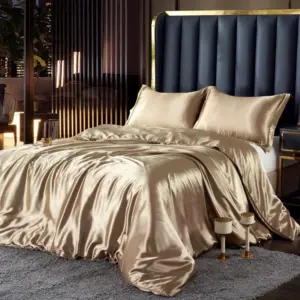 Luxury Rayon Silk Bedding Set - Queen Size 4-Piece Solid Color Bedding for Year-Round Comfort