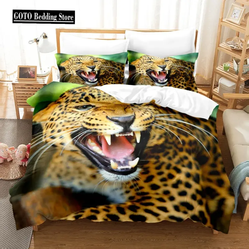 3D Cheetah Microfiber Bedding Set - Queen/King Size Wildlife Print Luxury Duvet Cover for Modern Bedrooms - Image 15