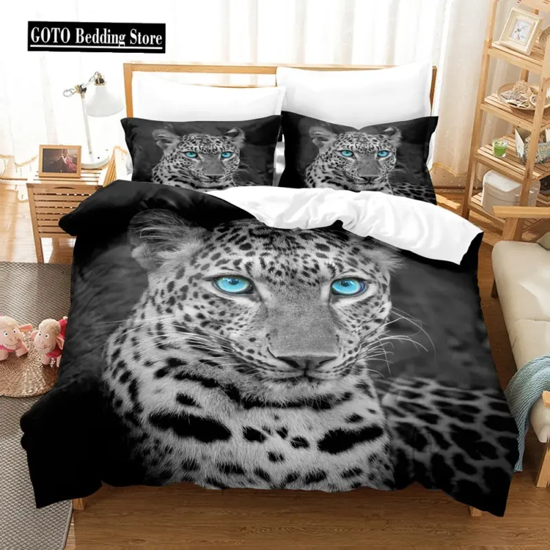 3D Cheetah Microfiber Bedding Set - Queen/King Size Wildlife Print Luxury Duvet Cover for Modern Bedrooms - Image 10