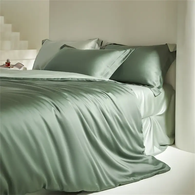 100% Mulberry Silk Bedding Set - Queen King Double Luxury Duvet Cover 4-Piece Linen Collection - Image 4