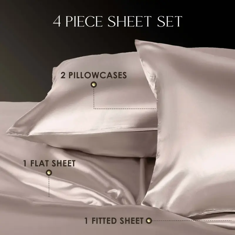 Satin Silk Full Sheet Set - 4-Piece Soft Breathable Bedding for Hair & Skin Protection - Image 4