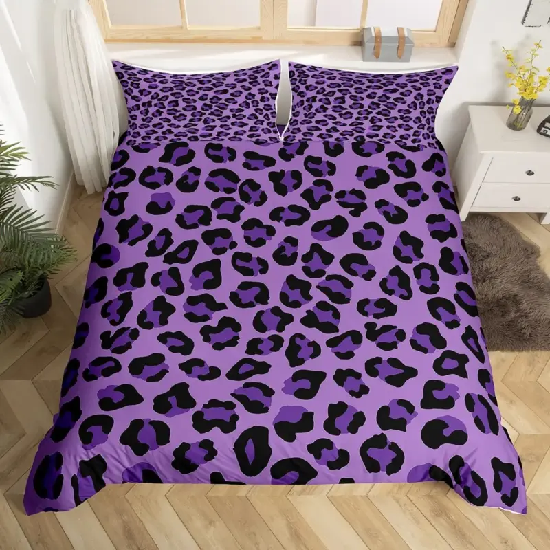 Luxury Leopard Print Bedding Set - 3-Piece Duvet Cover with Pillowcases for All Bed Sizes - Image 15