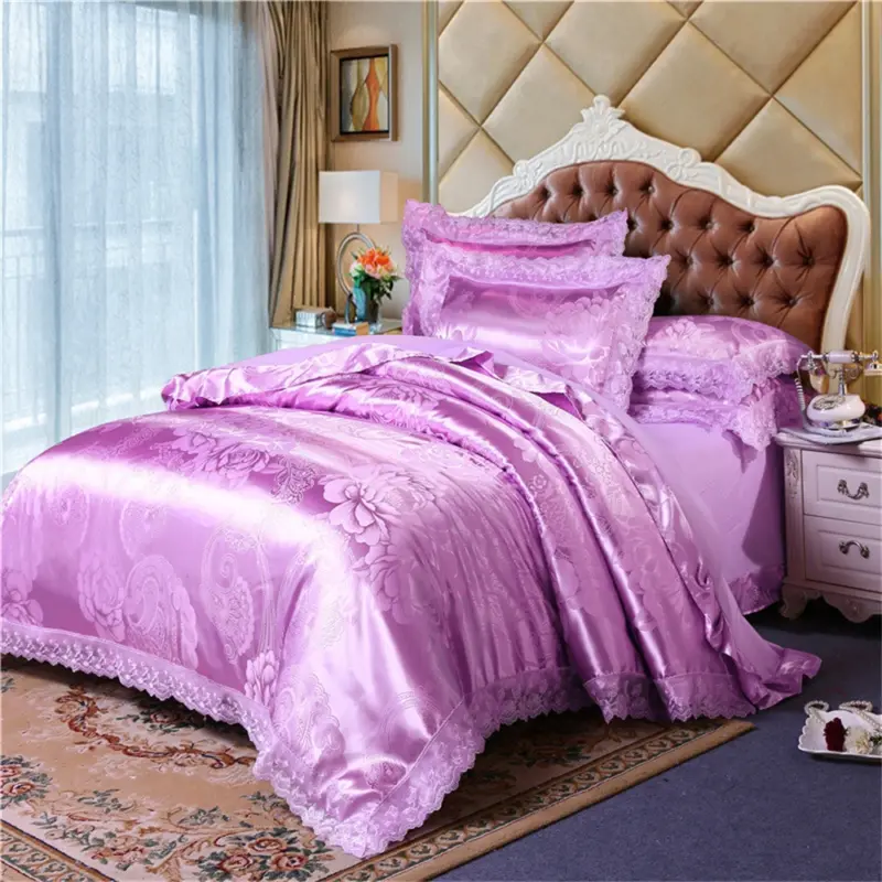 Satin Jacquard Duvet Cover Set - Luxury 4-Piece Floral Bedding Collection for Elegant Home Decor - Image 18