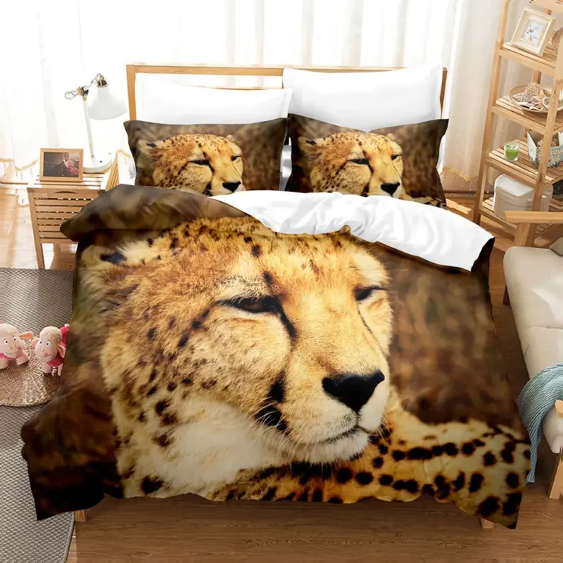 Safari Leopard Duvet Cover Set - Queen/King Size 3D Print Animal Bedding for Kids & Adults - Image 14