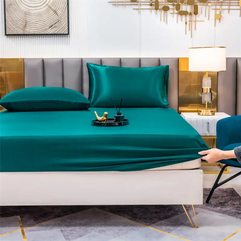 Satin Fitted Sheet Set - Premium Elastic Band Non-Slip Luxury Bedding for All Mattress Sizes