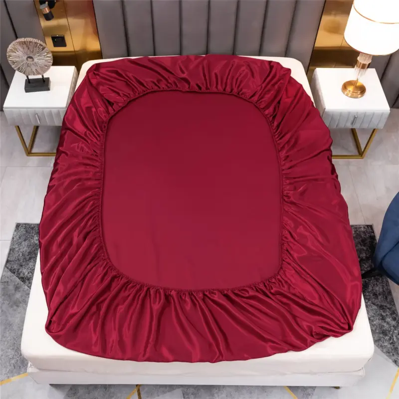 Satin Fitted Sheet Set - Premium Elastic Band Non-Slip Luxury Bedding for All Mattress Sizes - Image 10