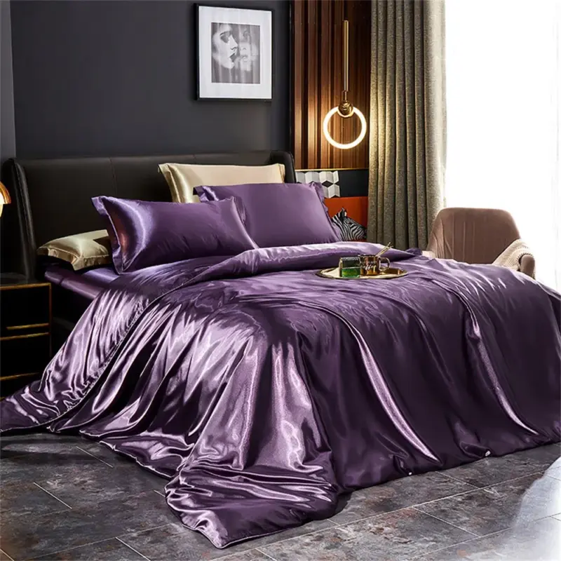 Luxury Satin Silk Bedding Set - Queen King Twin Size 4-Piece Cooling Duvet Cover Set for Year-Round Comfort - Image 12