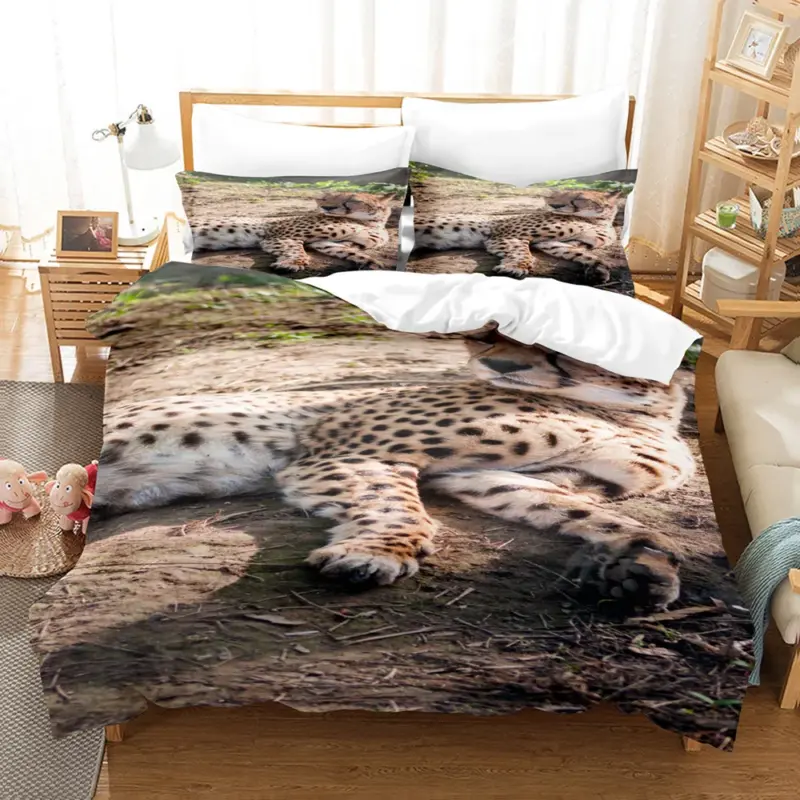 Safari Leopard Duvet Cover Set - Queen/King Size 3D Print Animal Bedding for Kids & Adults - Image 15
