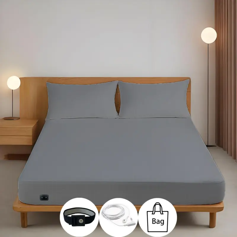 Premium Silver Fiber Earthing Fitted Sheet - Antistatic Grounded Bedding for Improved Sleep and Health - Image 8