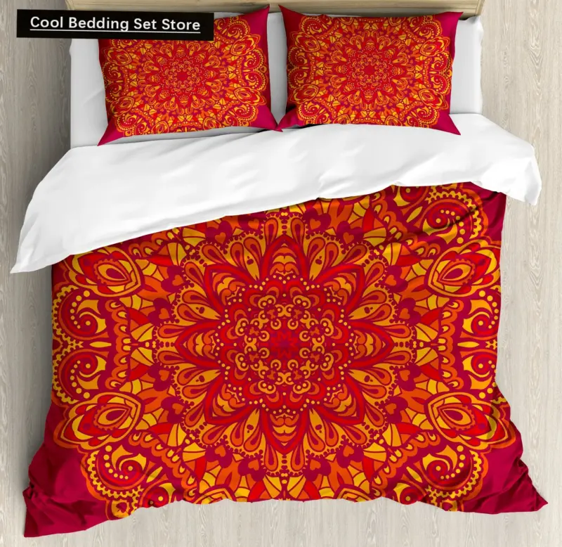 Bohemian Mandala Duvet Cover Set - Queen/King Size Luxury Bedding with Pillowcases for Vibrant Home Décor - Image 21