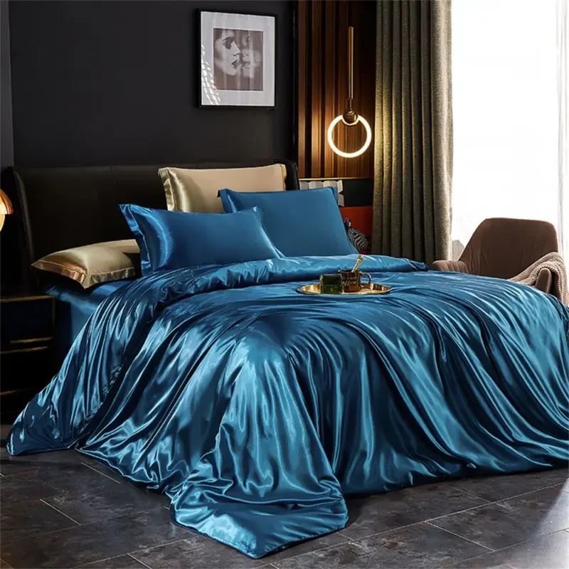 Luxury Satin Silk Bedding Set - Queen King Twin Size 4-Piece Cooling Duvet Cover Set for Year-Round Comfort - Image 7