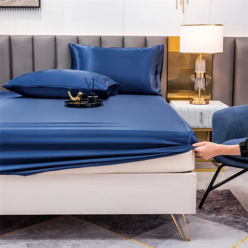 Satin Fitted Sheet Set - Premium Elastic Band Non-Slip Luxury Bedding for All Mattress Sizes - Image 2