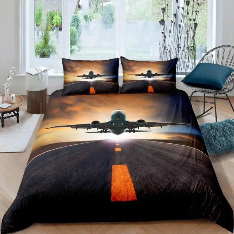 3D Airplane Duvet Cover Set - King Size Blue Sky Aviation Bedding for Kids & Teens - Image 16